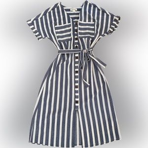Monteau blue and white striped dress